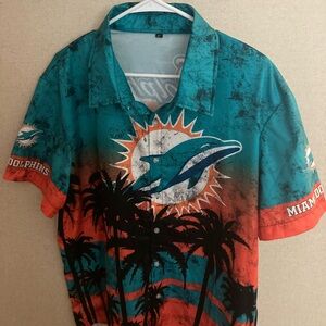 Miami Dolphins NFL Casual Button Down Shirt Mens XL